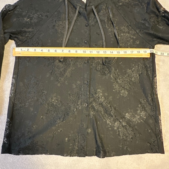 Black Floral Lace Blouse Women's Large Whimsigoth Fairy Goth Romantic Grunge - Picture 4 of 9